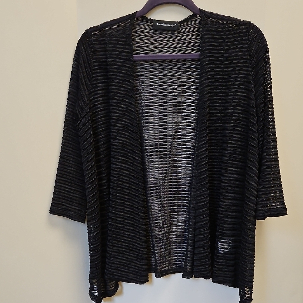 Black Open Knit Cardigan